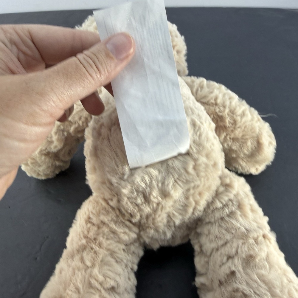 HTF Chickpea 12" Creamy Tan Plush Bear EUC Plaid Feet - Picture 8 of 8